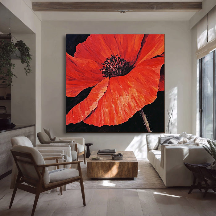 Skirt of Flame - High Saturation Hand-Painted Floral Close up Wall Art