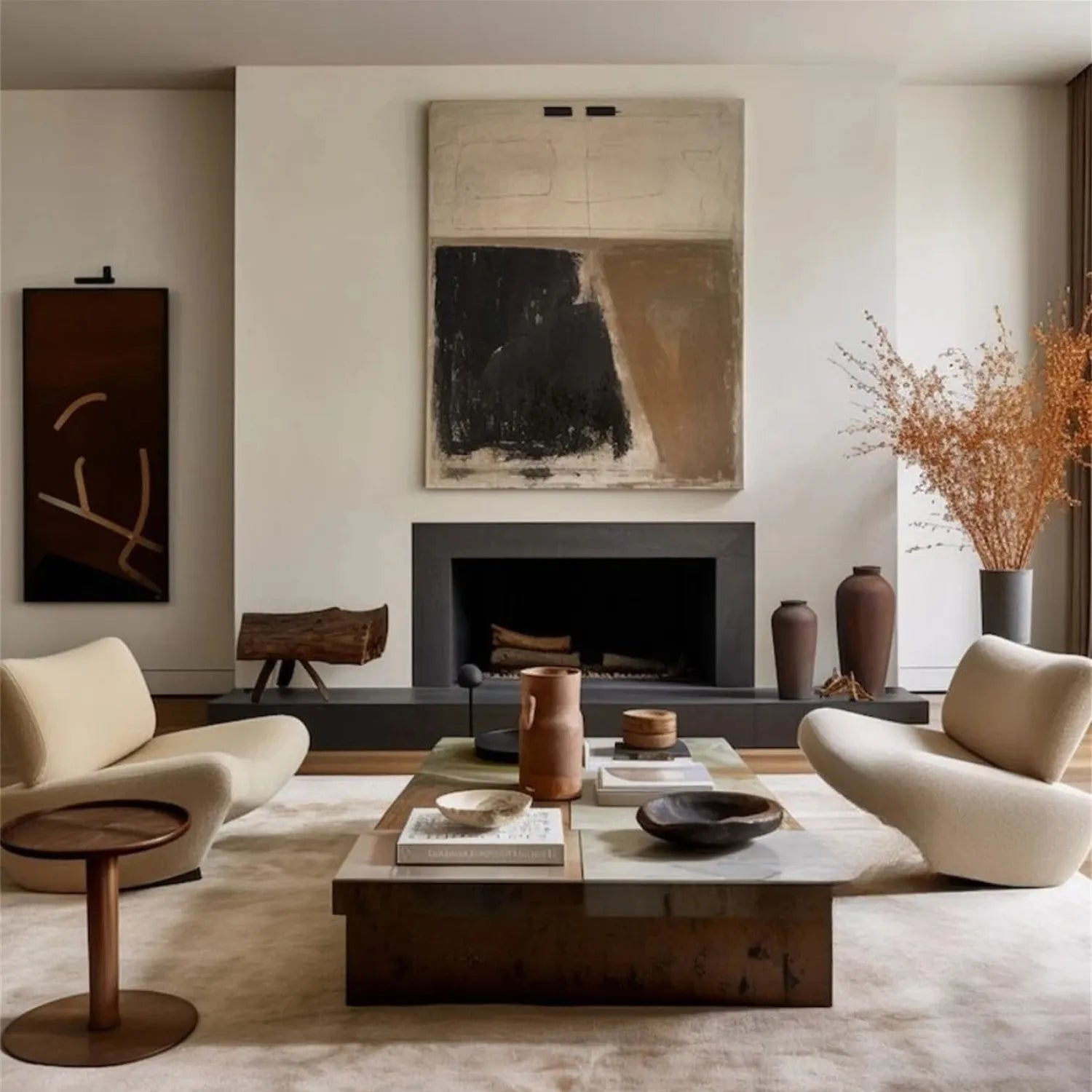 Modern Geometric Black Tan Wall Art