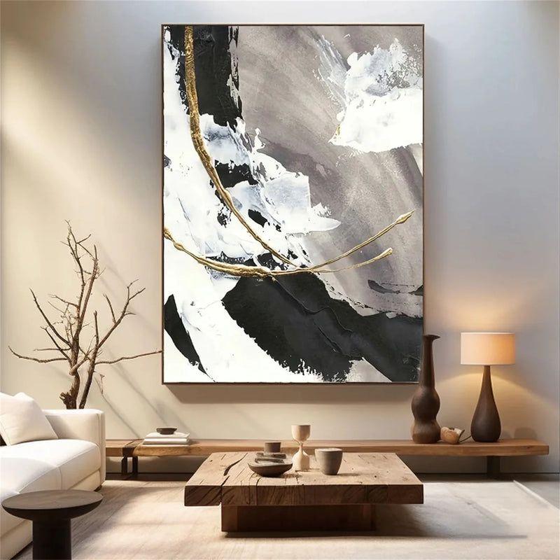 Textured Gold Drip Abstract Art