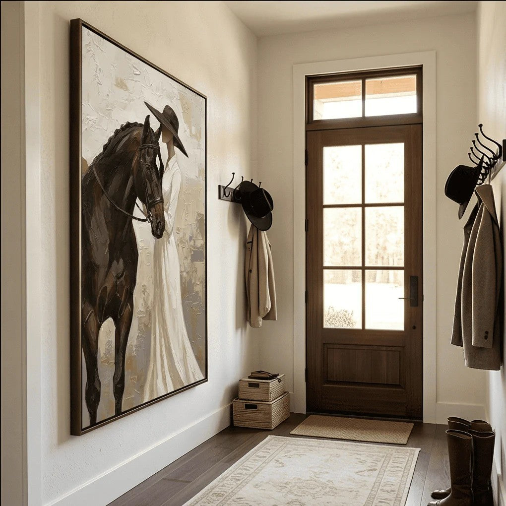 Textured Woman with Horse Wall Art