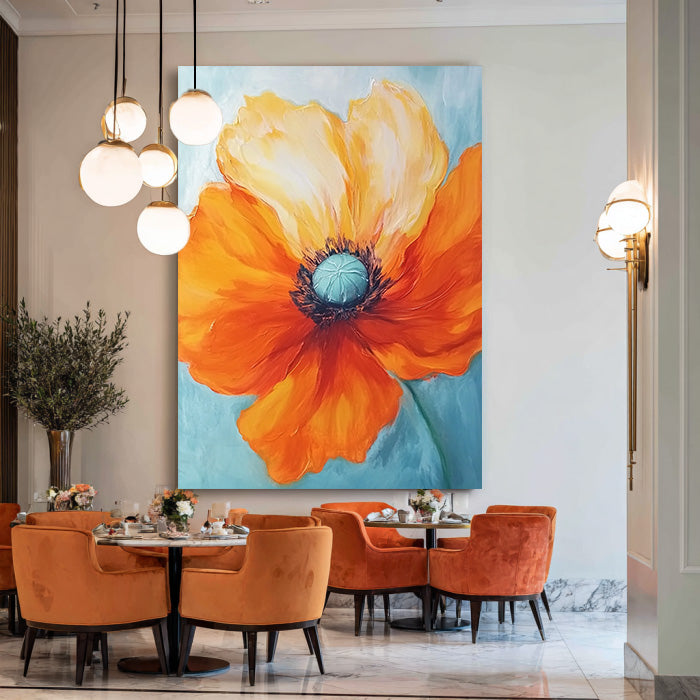 Summer Focus - Modern Impasto Orange Floral Oil Painting