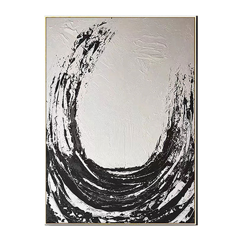 Hand-Painted Black Wave Wall Art