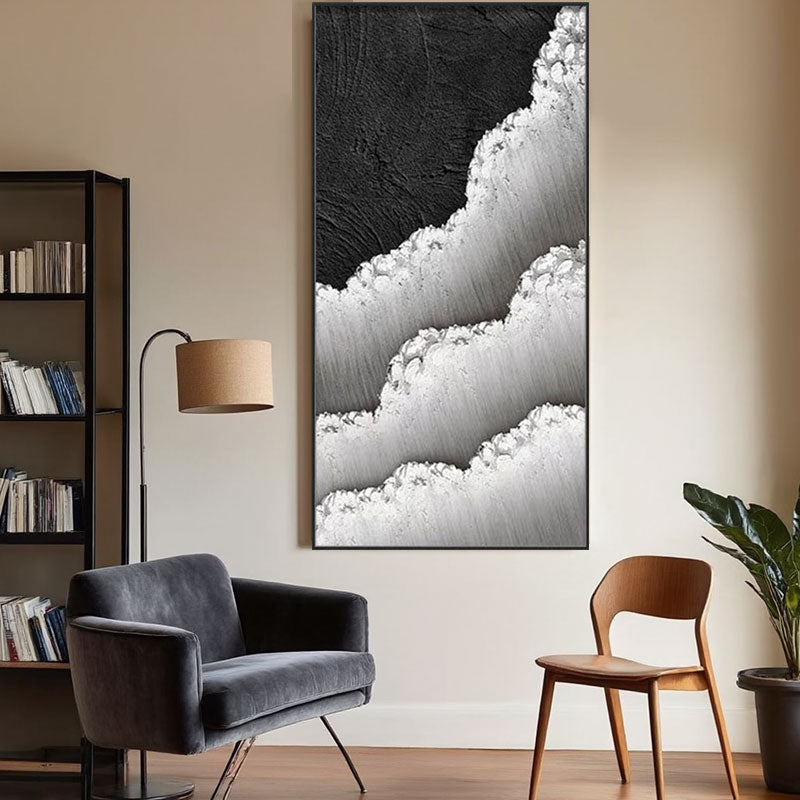 Black White Textured Minimalist Wall Art