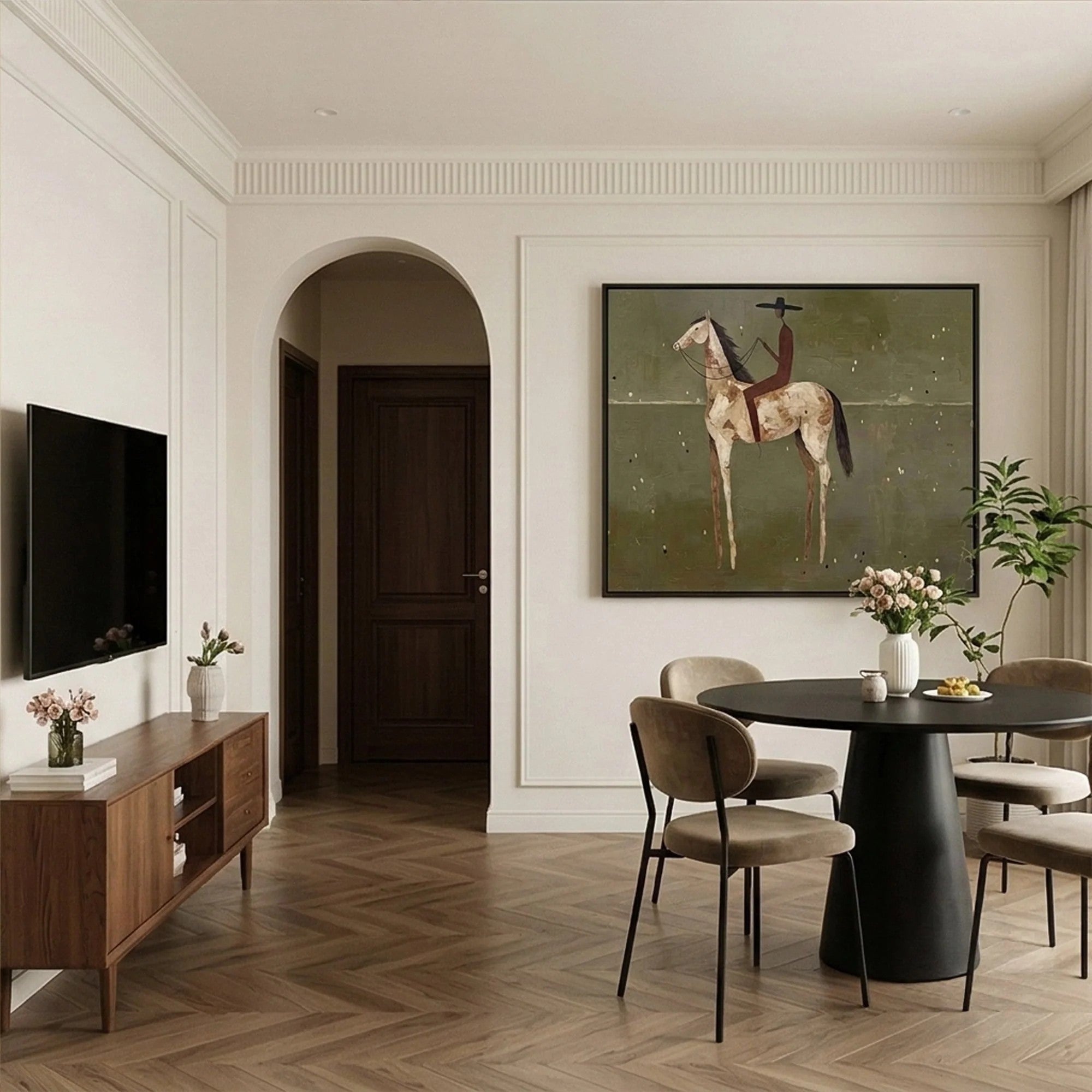 Textured Rider on Horseback Wall Art