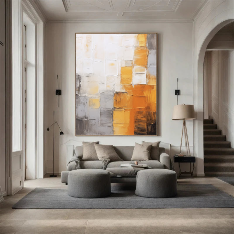 Abstract Orange and Beige Wall Art Painting