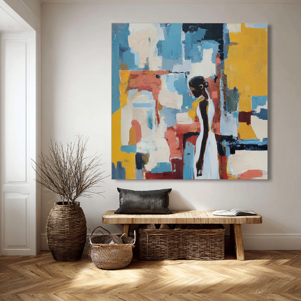 Vibrant Contemplation - Modern Abstract Woman Portrait Wall Art