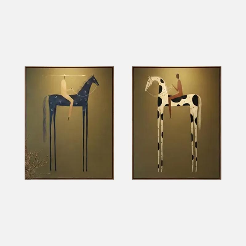 Modern Horse Rider Wall Art Set of 2