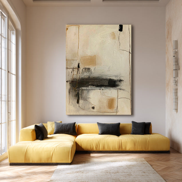 The Draft of Time - Wabi Sabi Earth Tone Line Wall Art