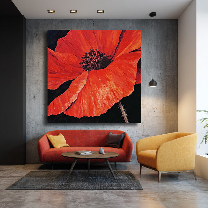 Skirt of Flame - High Saturation Hand-Painted Floral Close up Wall Art