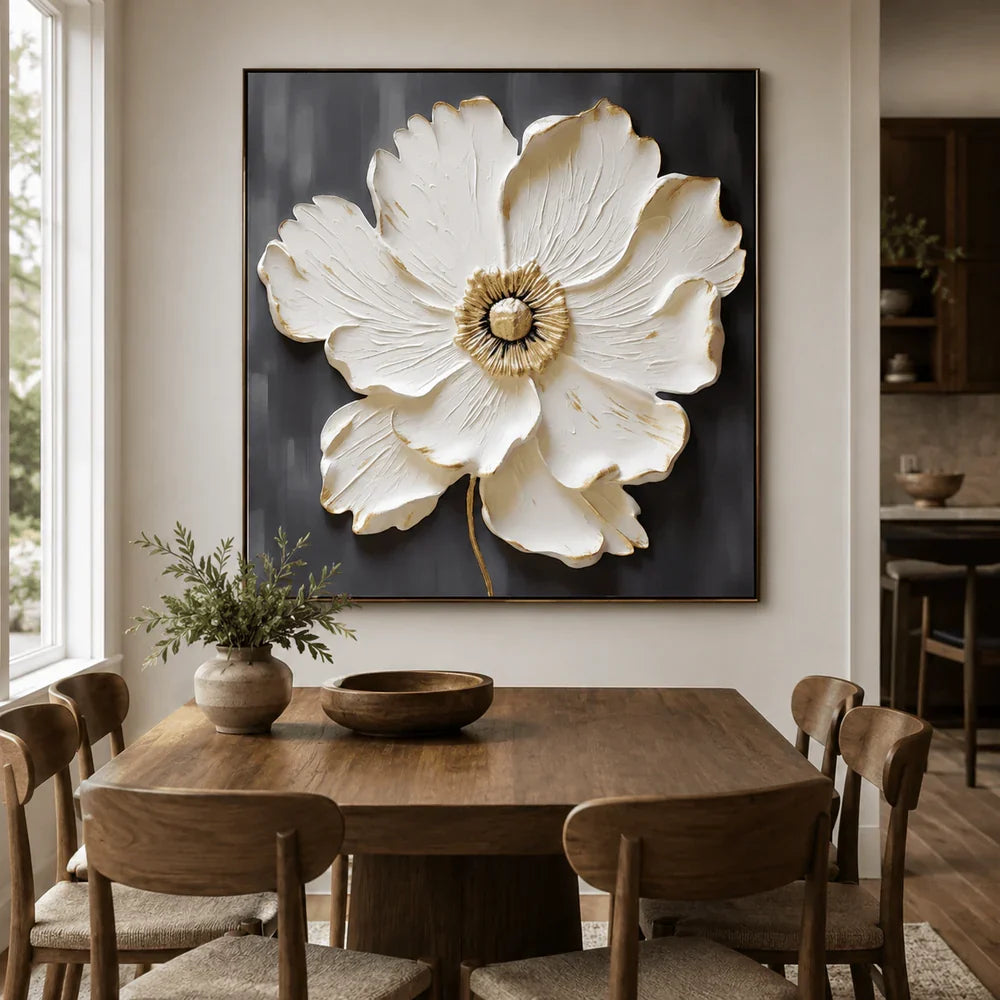 Textured Ivory Peony Wall Art