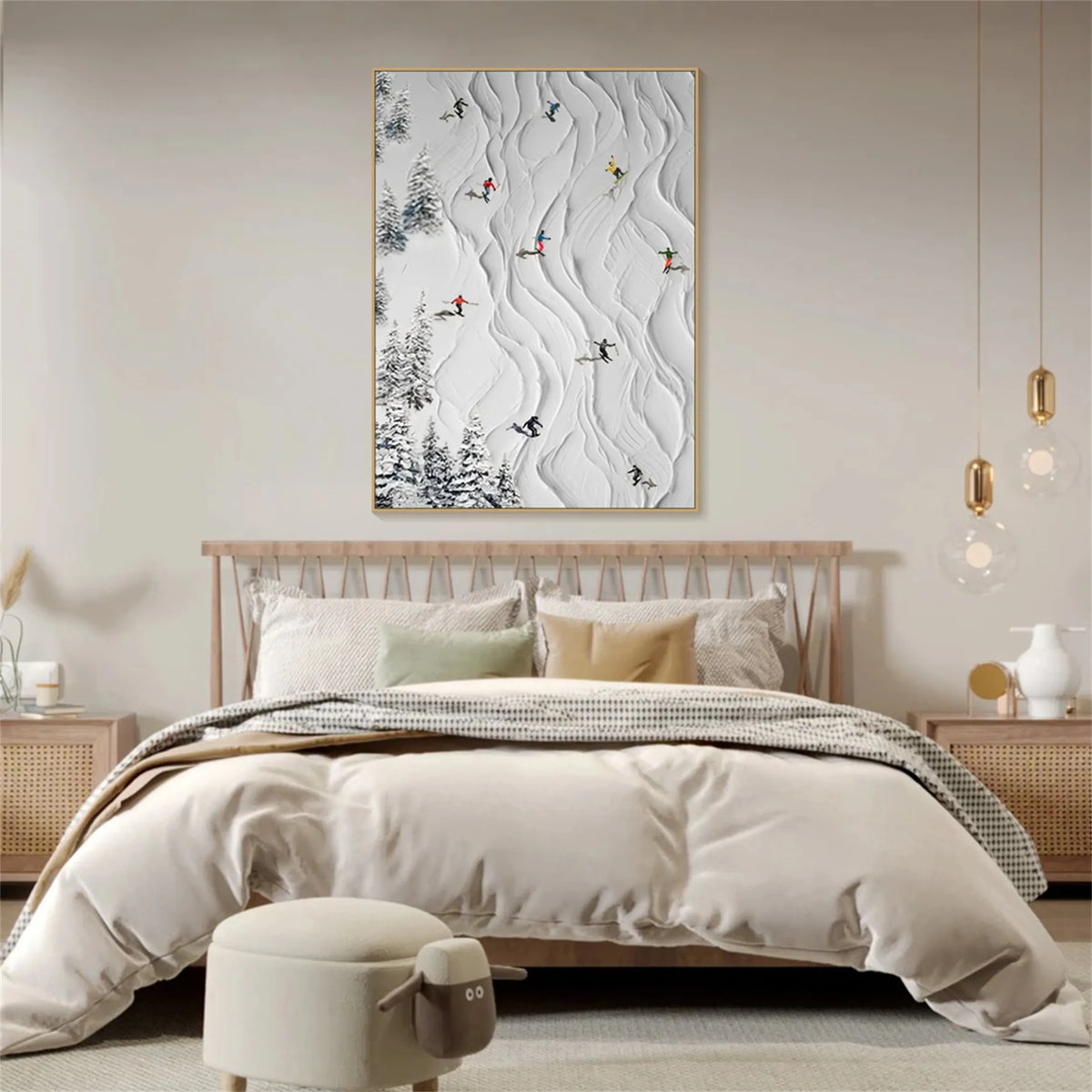 Skiing Sport Art Textured Painting Canvas