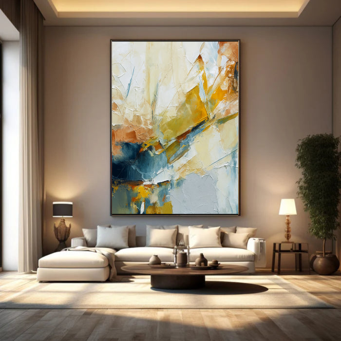 Textured Blue & Yellow Splash Wall Art