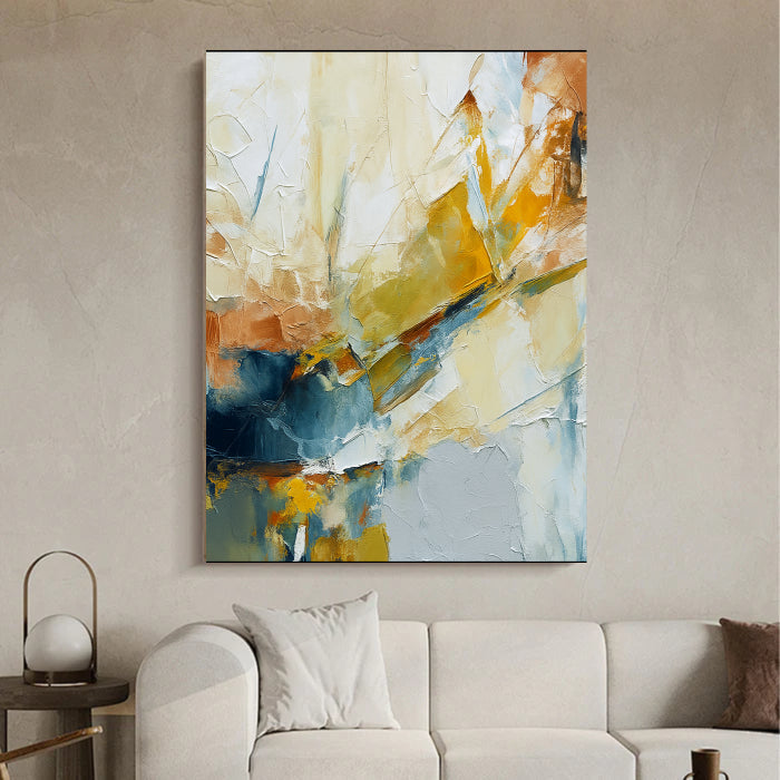 Textured Blue & Yellow Splash Wall Art