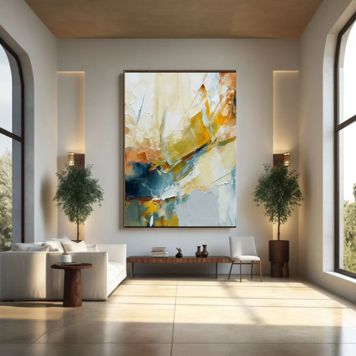 Textured Blue & Yellow Splash Wall Art