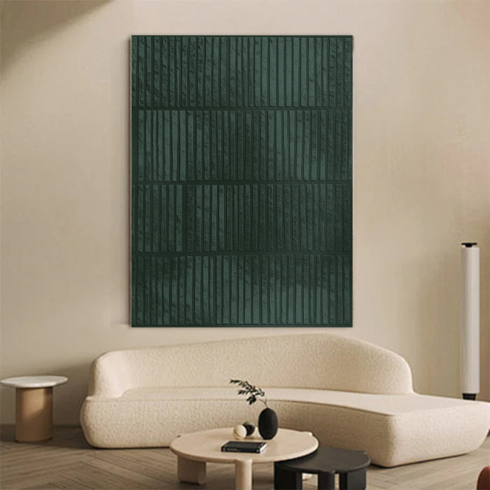 Sculptural Ribbed Emerald Wall Art