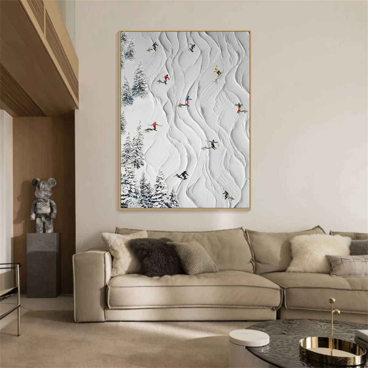 Skiing Sport Art Textured Painting Canvas