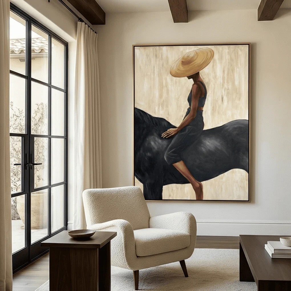 Wide-Brim Hat Woman on Horseback Wall Art