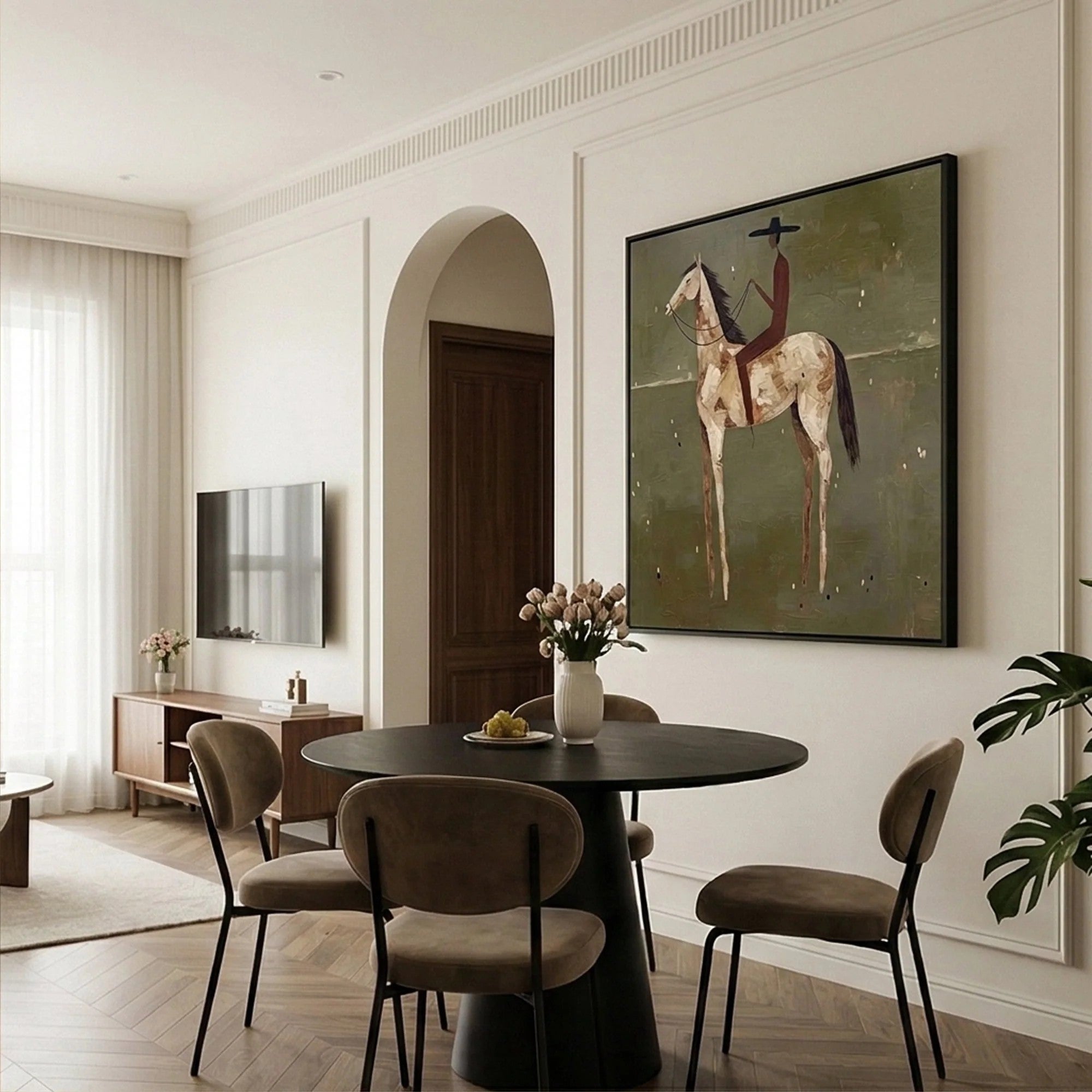 Textured Rider on Horseback Wall Art