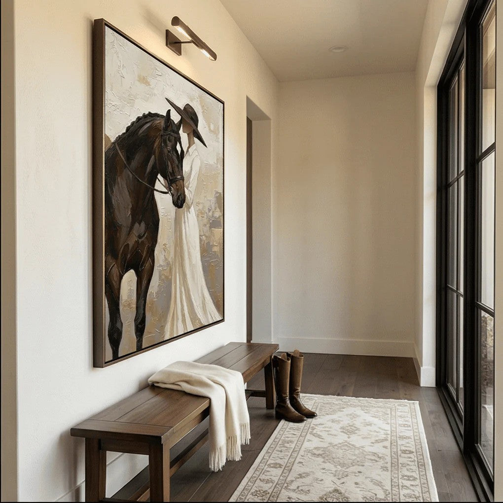 Textured Woman with Horse Wall Art
