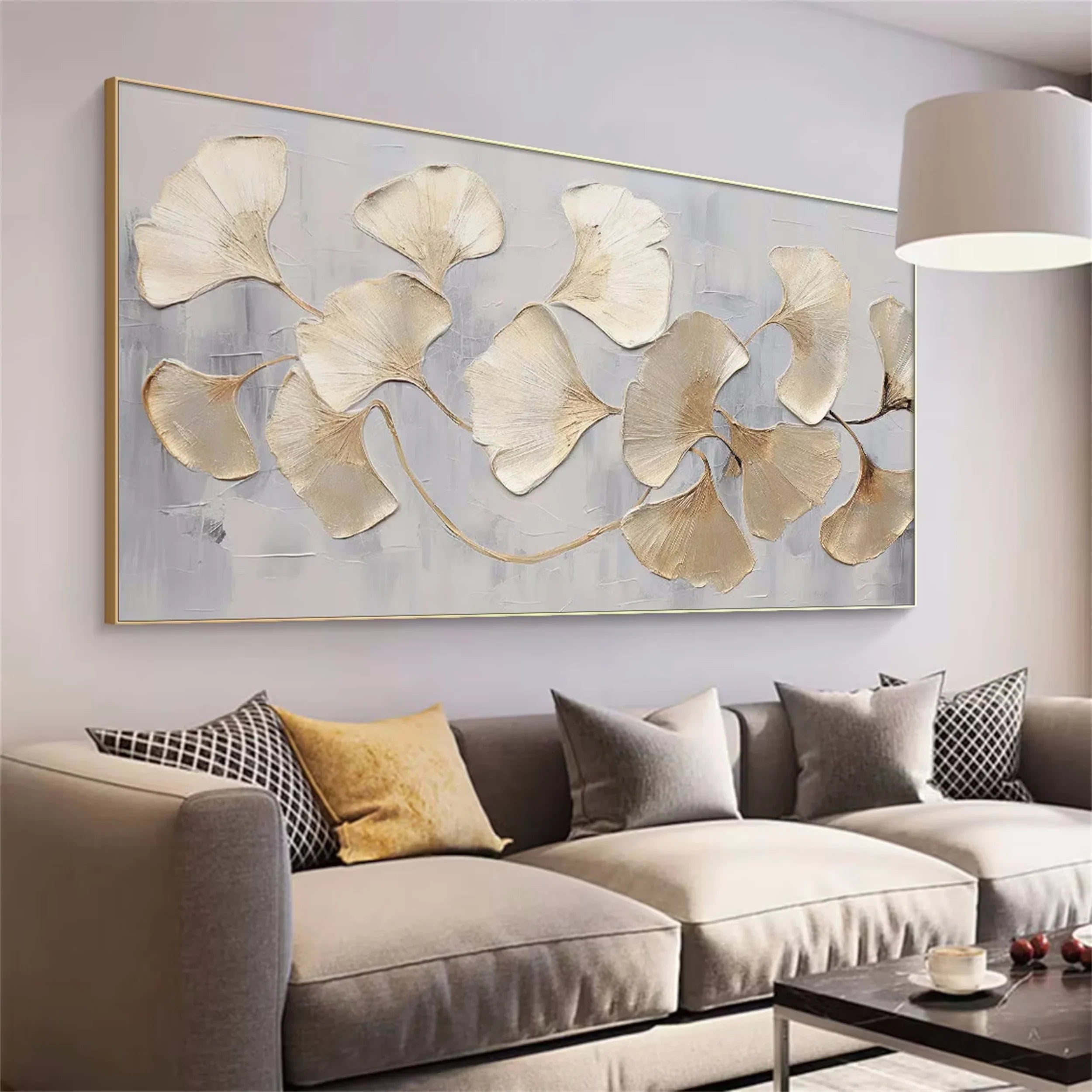 Metallic Gold Ginkgo Leaves Wall Art