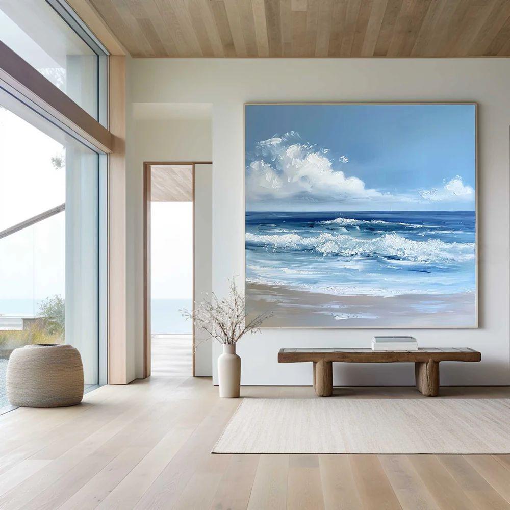 Blue Textured Minimalist Wall Art