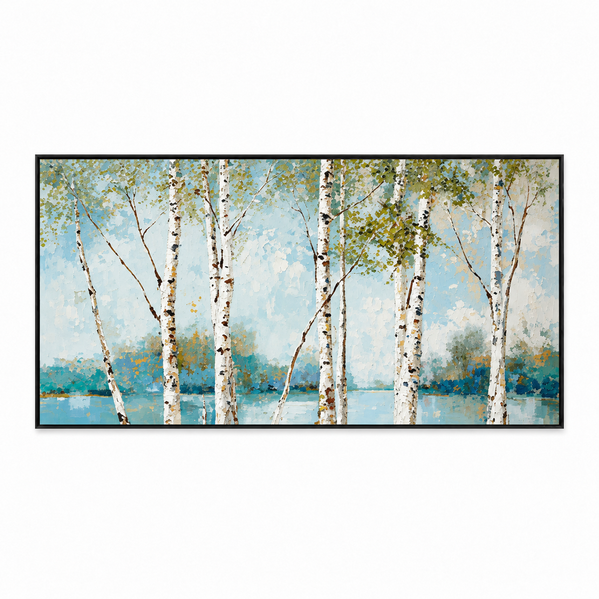 Impressionist Landscape Art | Lakeside Birch Serenity