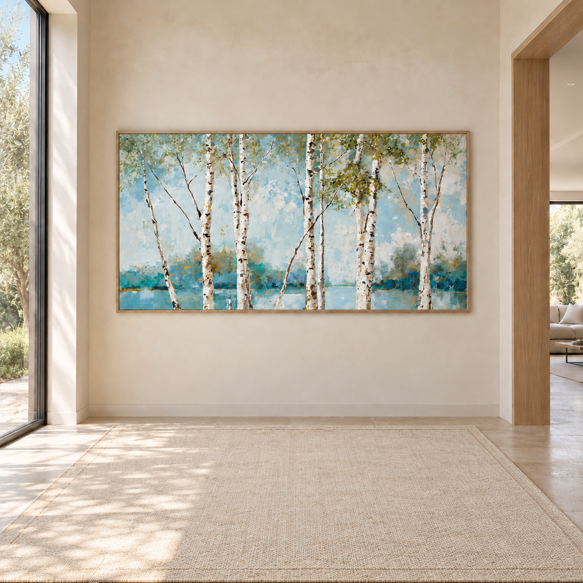 Impressionist Landscape Art | Lakeside Birch Serenity