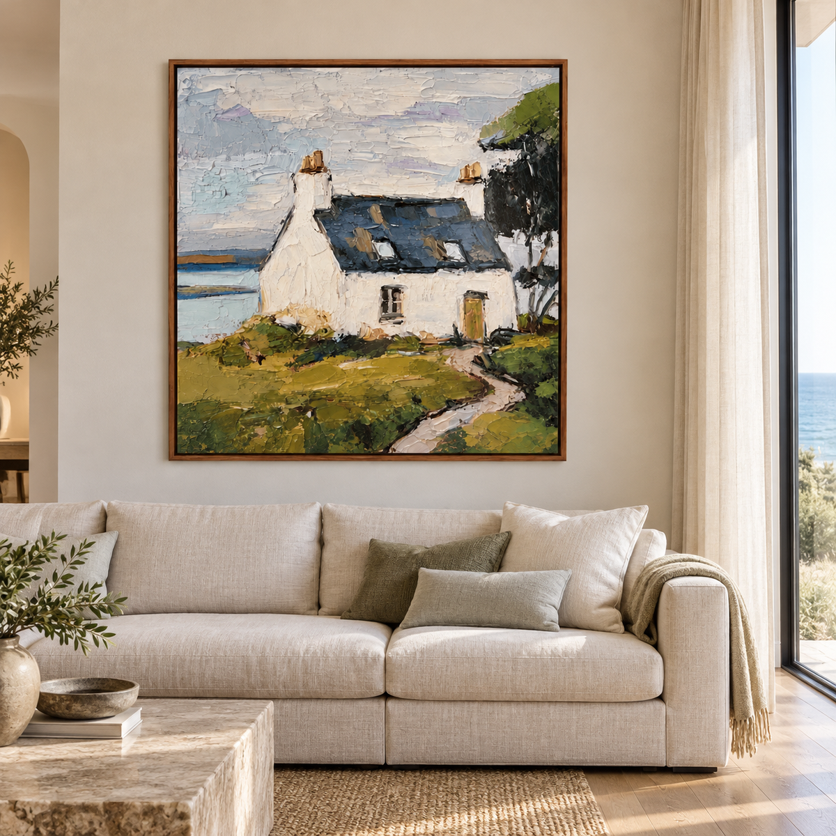 Impressionist Landscape Art | Lakeside Cottage Reverie