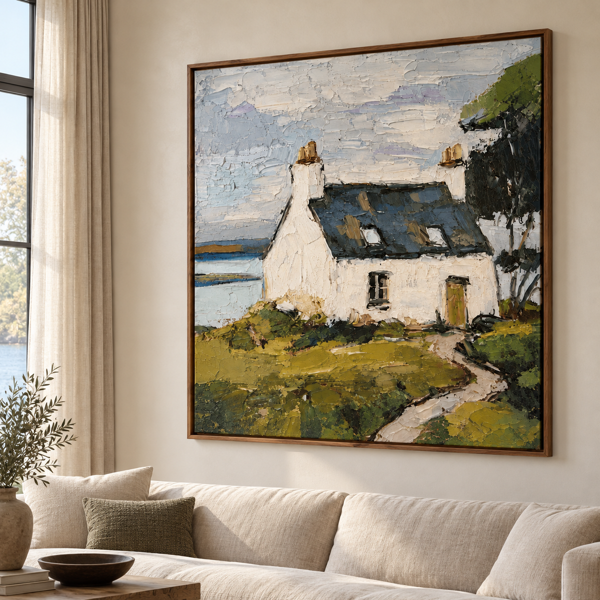 Impressionist Landscape Art | Lakeside Cottage Reverie