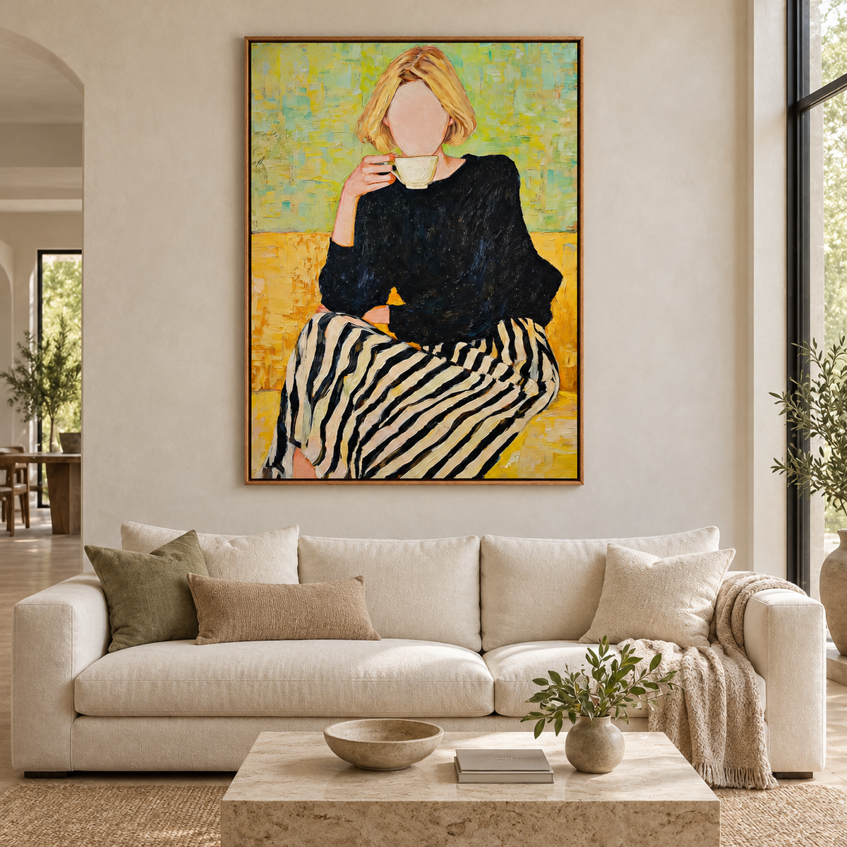 Faceless Coffee Woman Wall Art