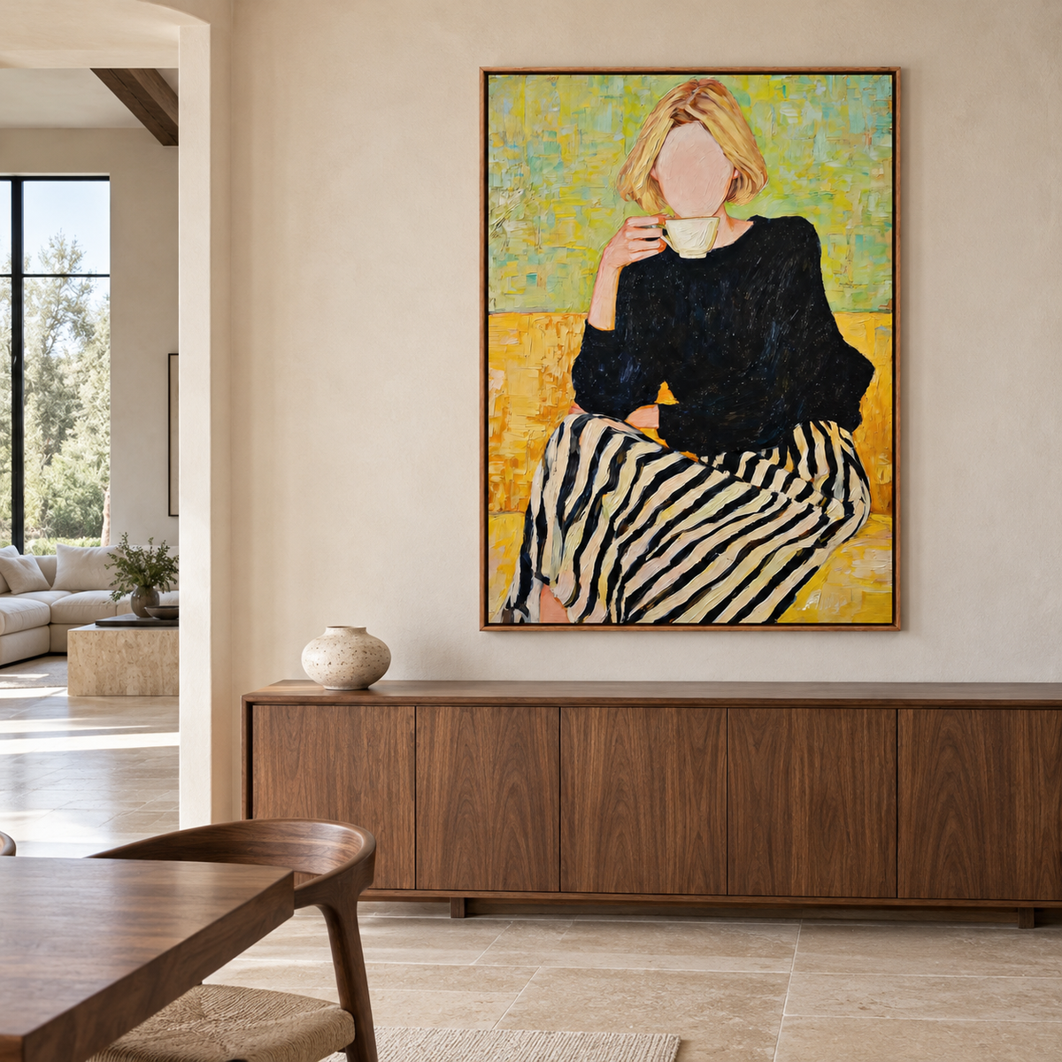 Faceless Coffee Woman Wall Art