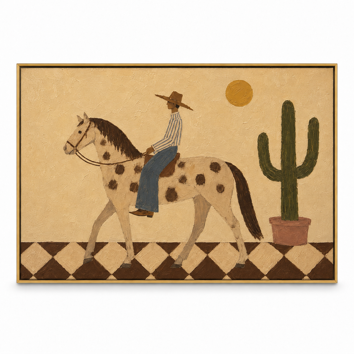 Vintage Americana Art | Cowboy & Spotted Horse