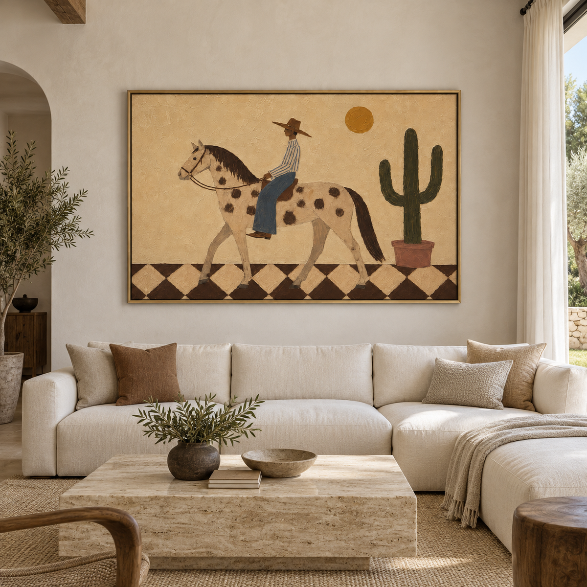 Vintage Americana Art | Cowboy & Spotted Horse