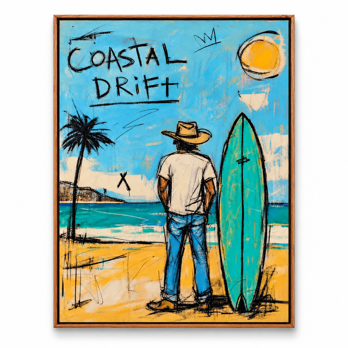 Graffiti-Style Surfer Canvas Wall Art | Coastal Drift