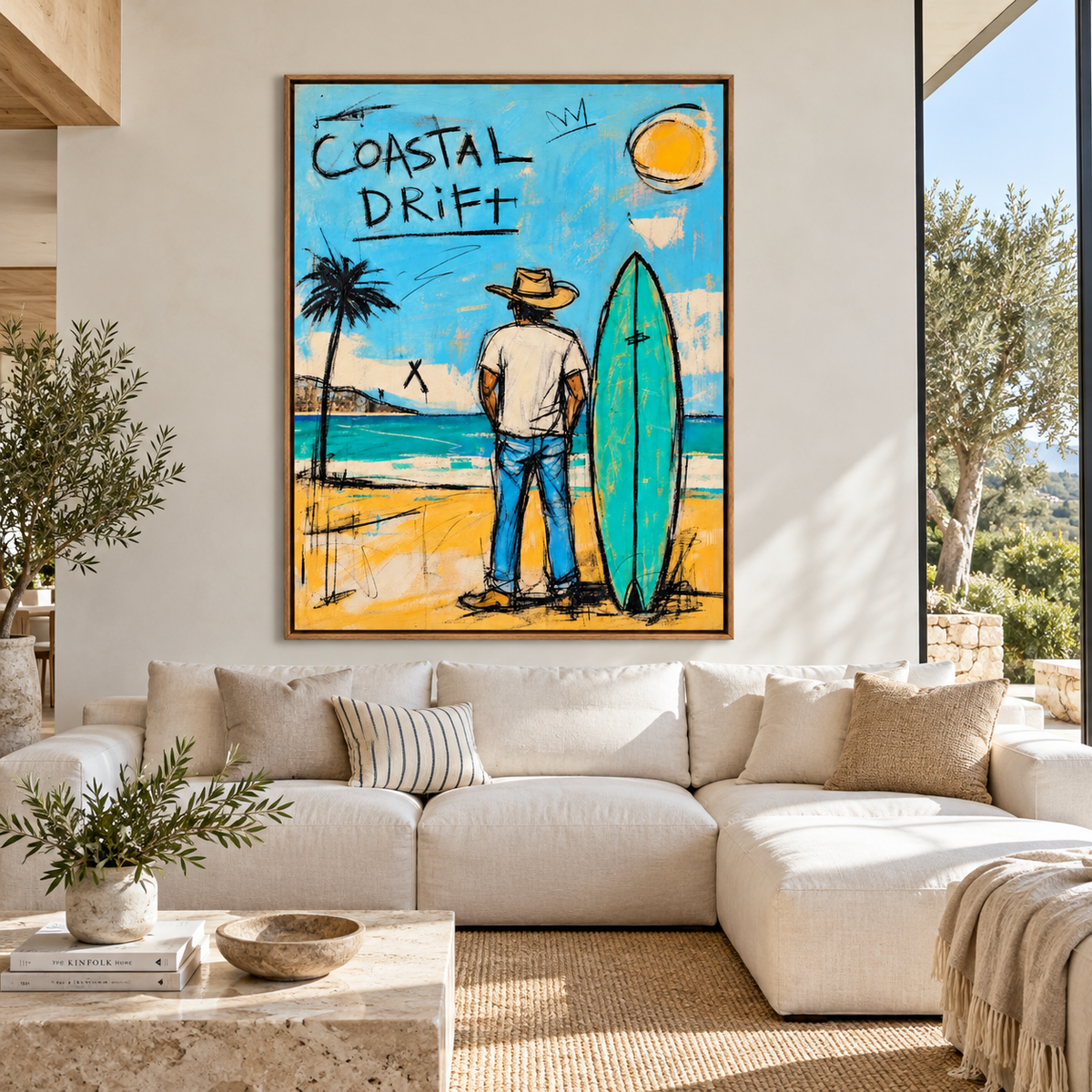 Graffiti-Style Surfer Canvas Wall Art | Coastal Drift