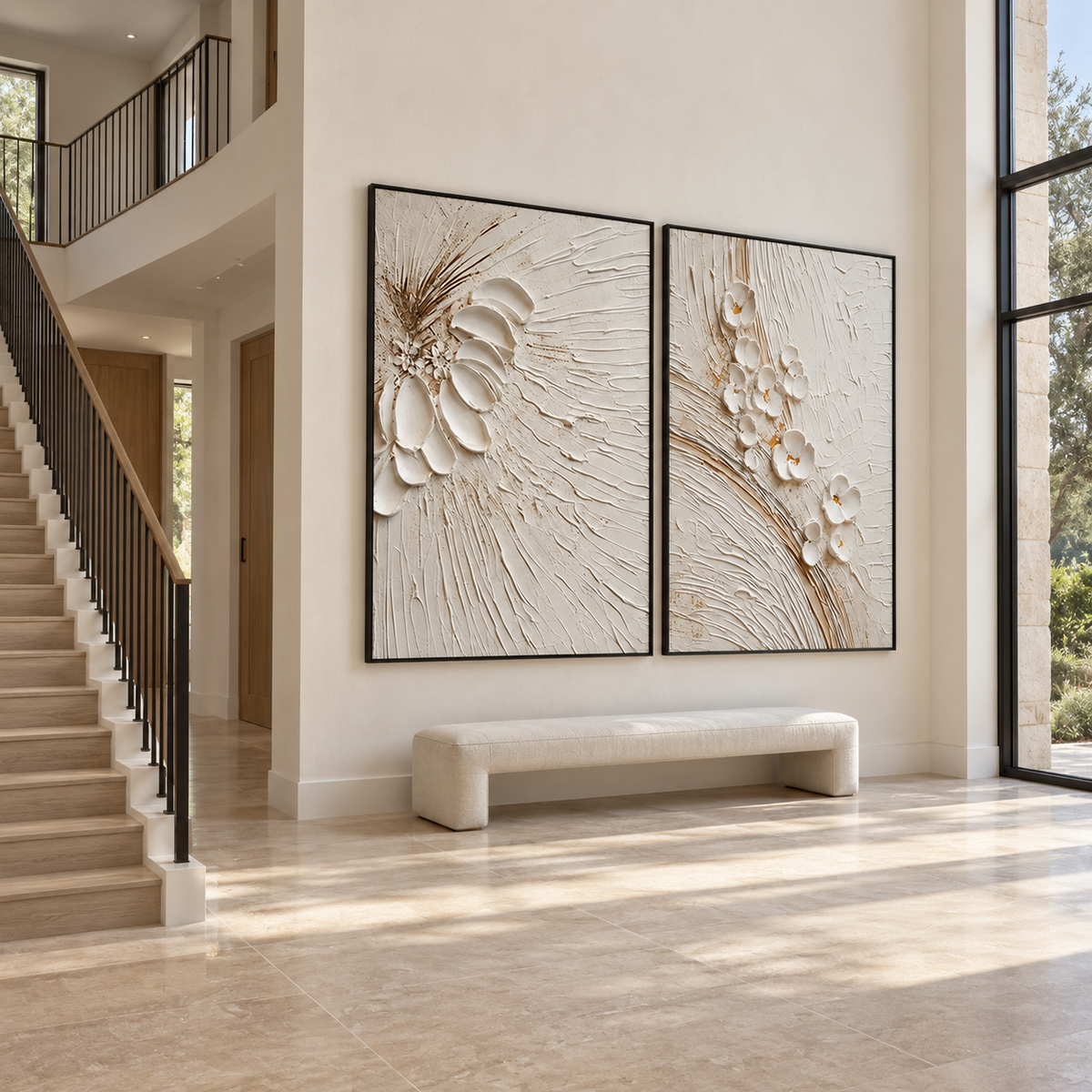 Textured Floral Relief | Ivory in Bloom