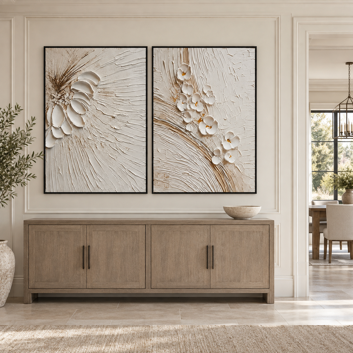Textured Floral Relief | Ivory in Bloom