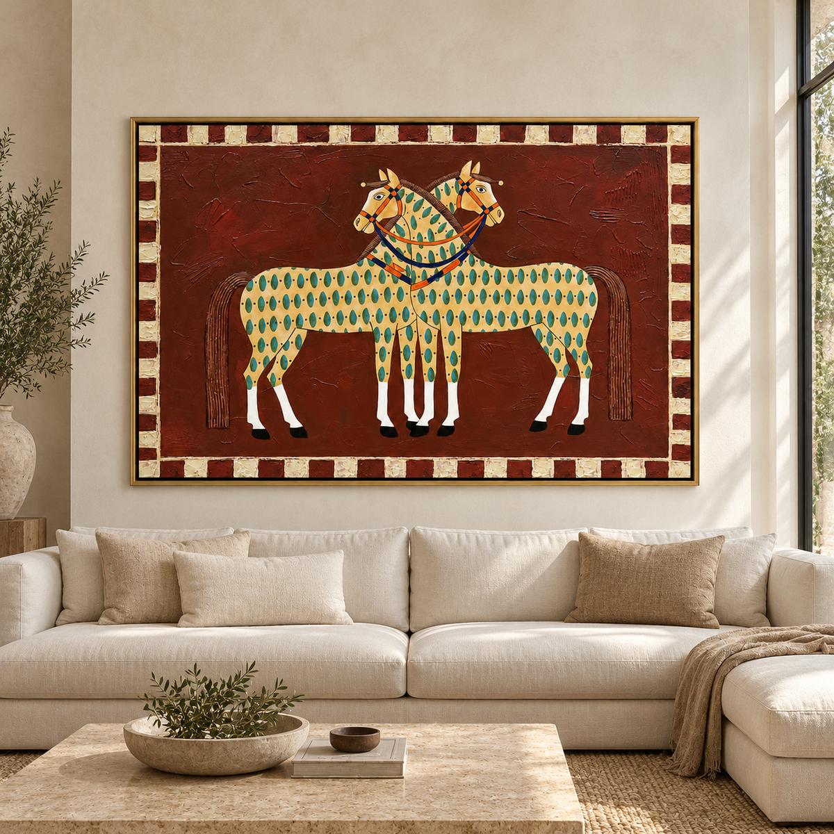 Vintage Americana Art | Spotted Pair Horses