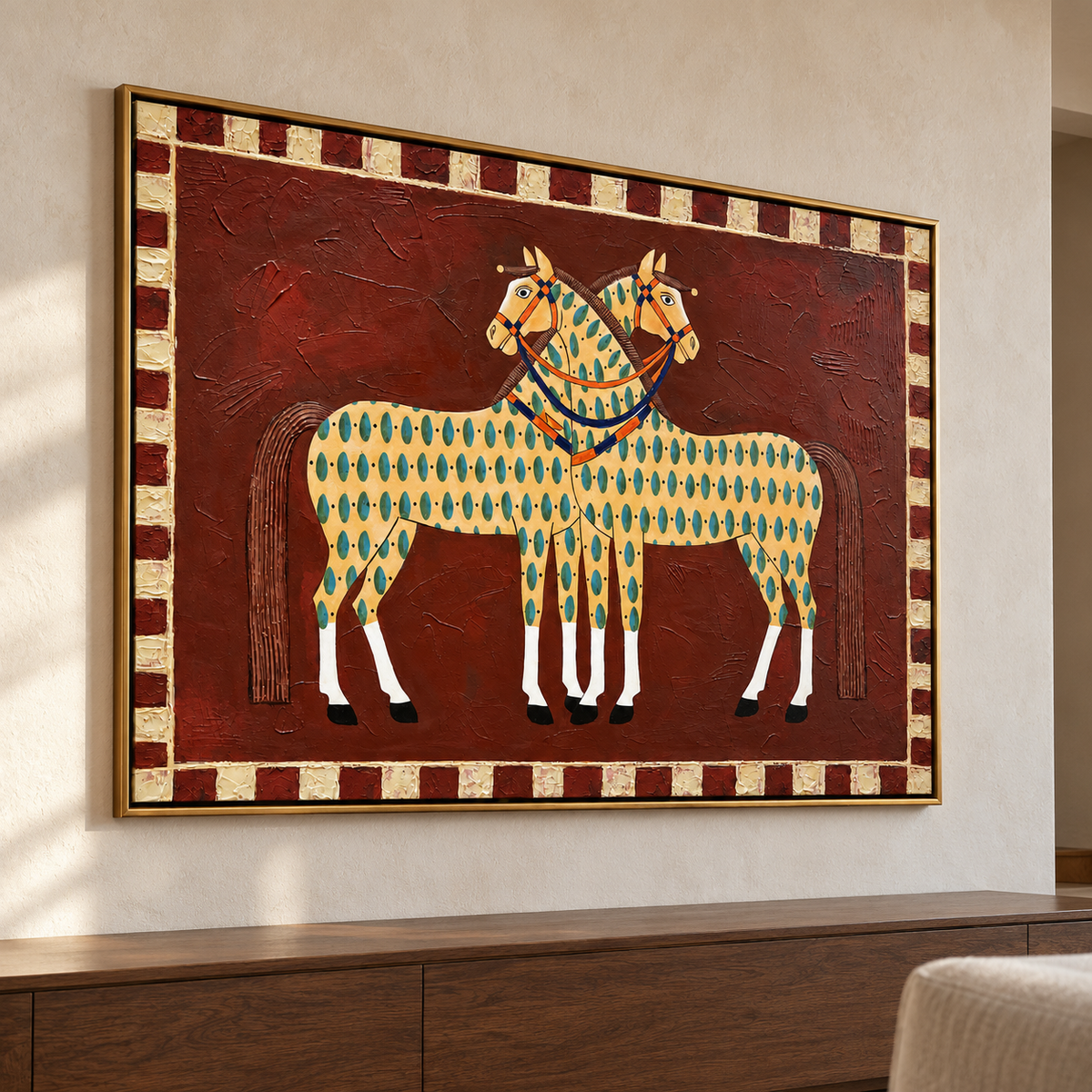 Vintage Americana Art | Spotted Pair Horses