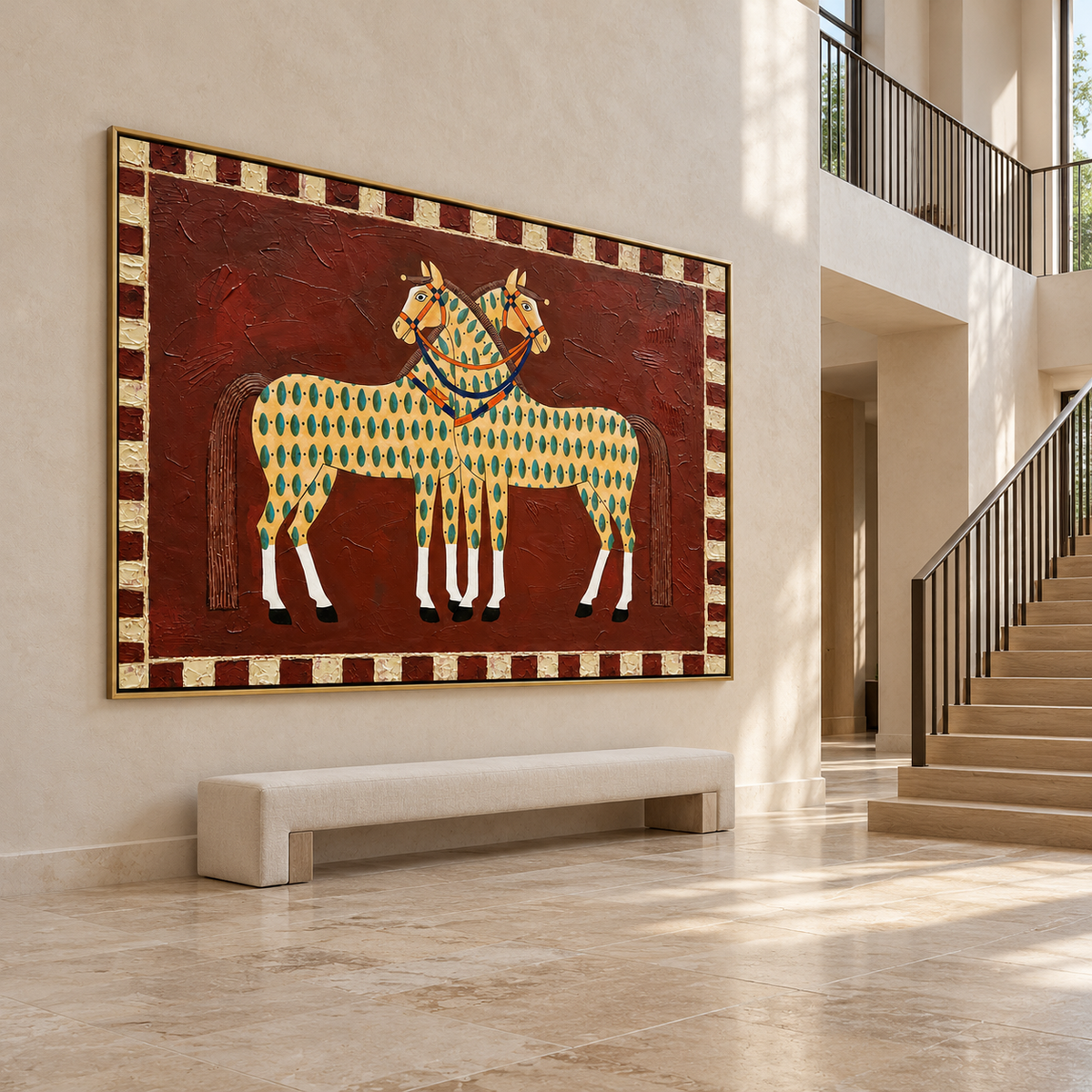 Vintage Americana Art | Spotted Pair Horses