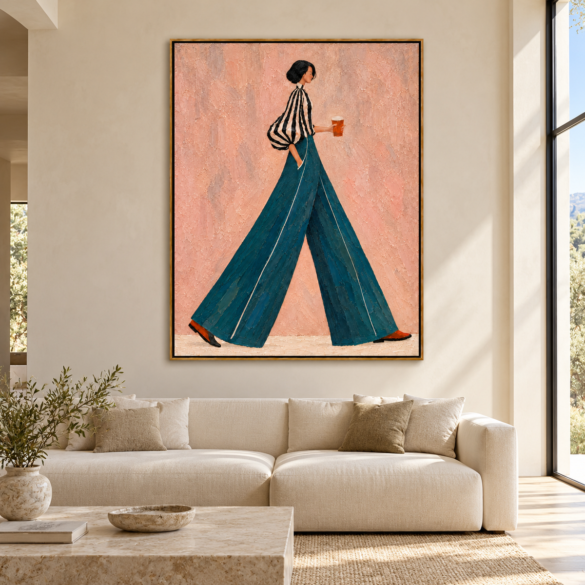 Minimalist Figurative Art | Teal Stride