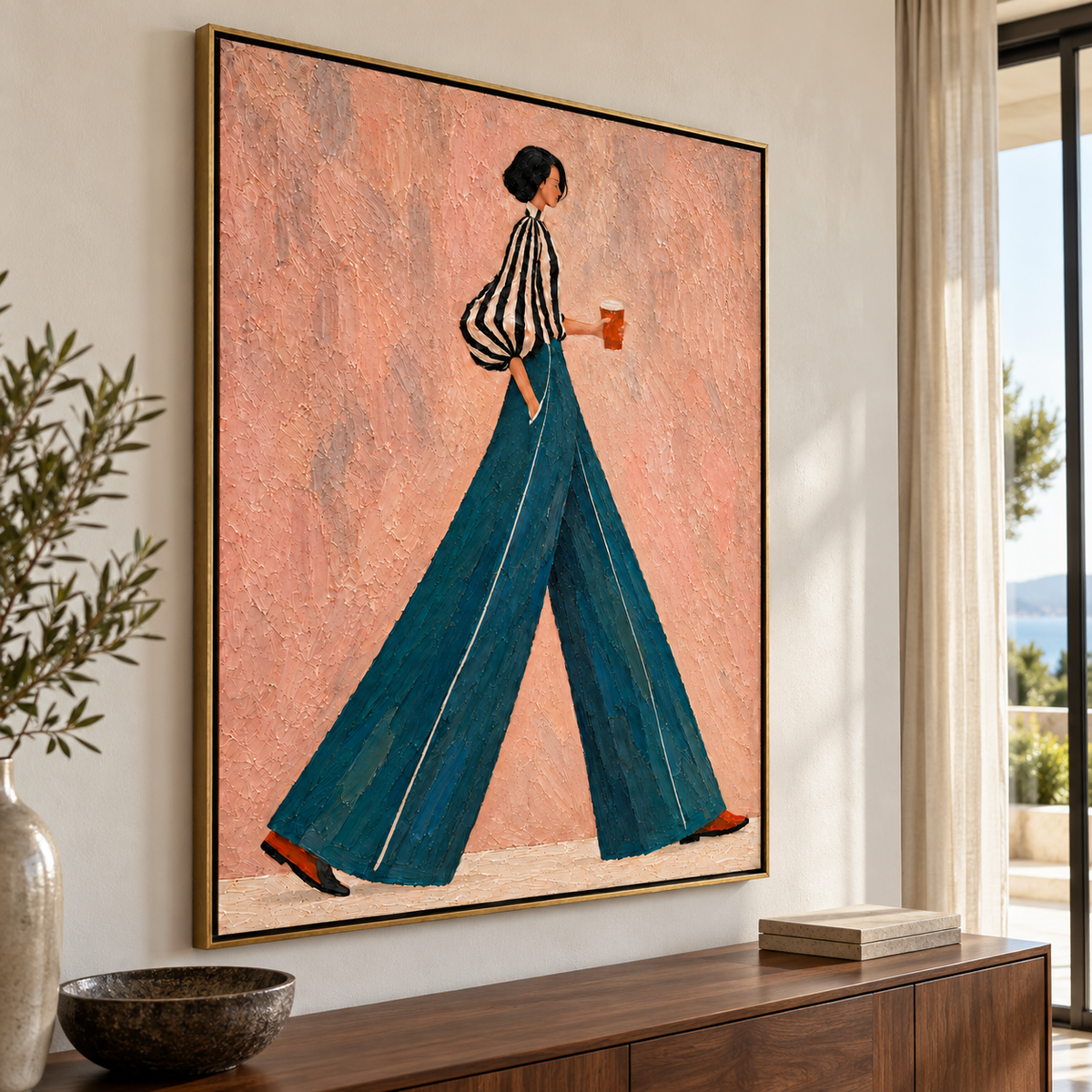 Minimalist Figurative Art | Teal Stride