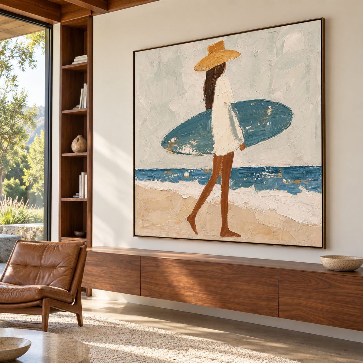 Coastal Minimalism | Woman with a Surfboard