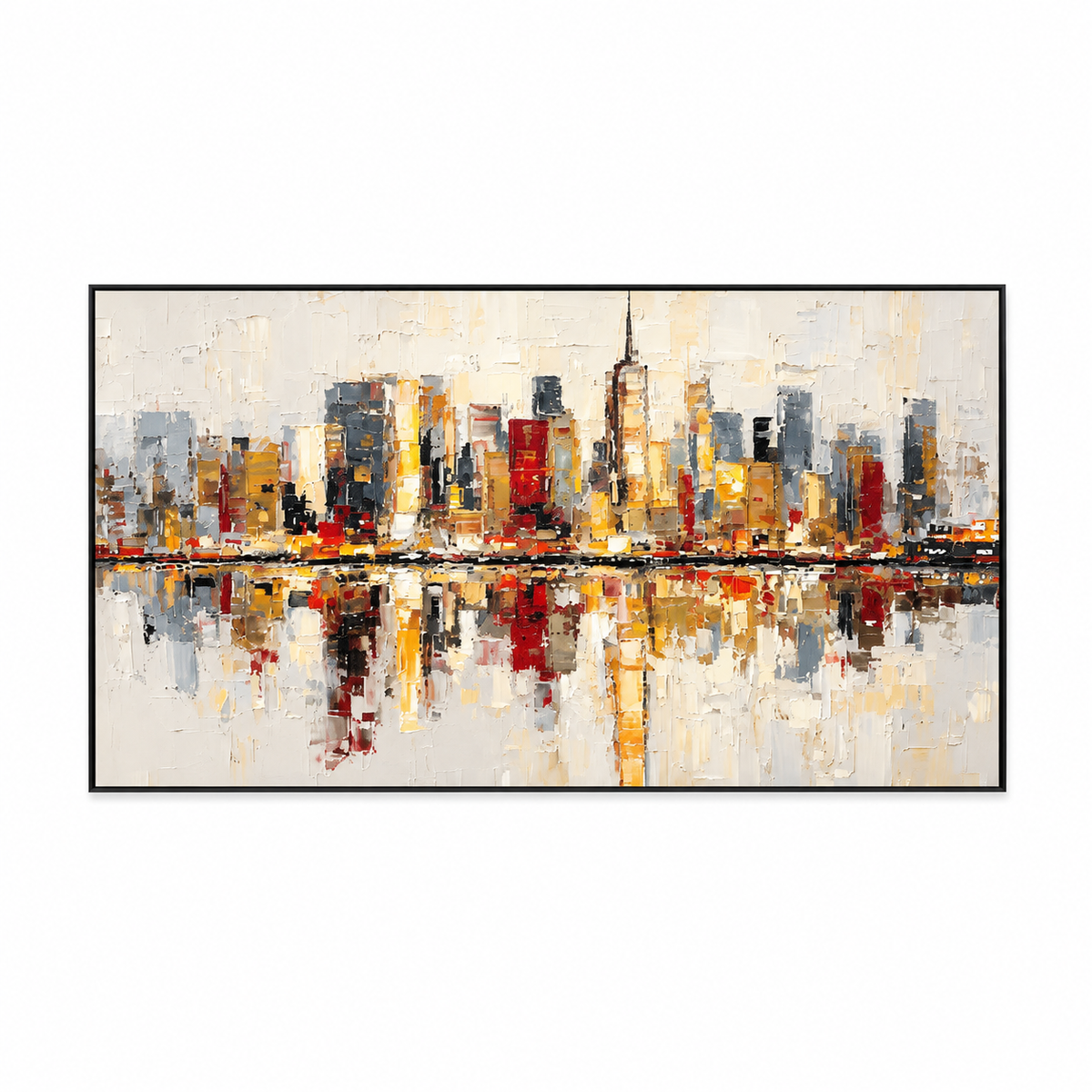 Abstract Cityscape Art | Golden City Reflections