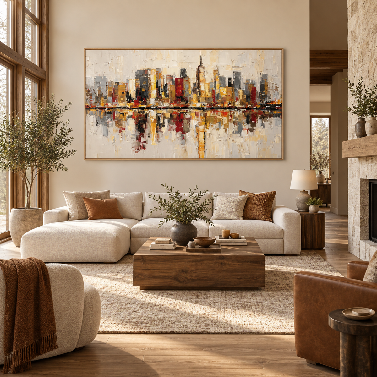Abstract Cityscape Art | Golden City Reflections