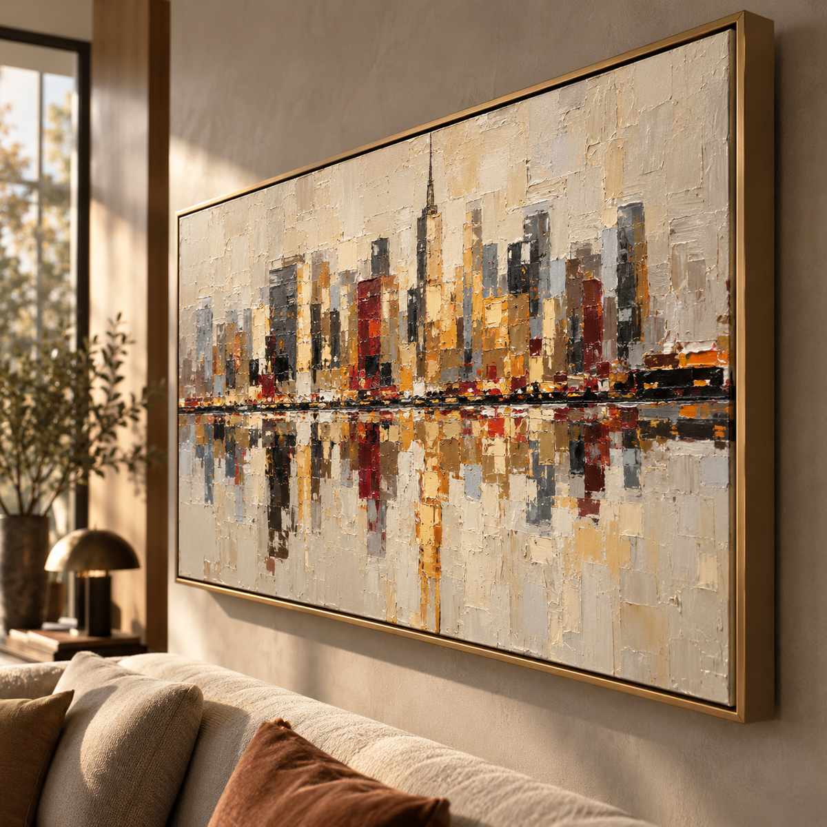 Abstract Cityscape Art | Golden City Reflections