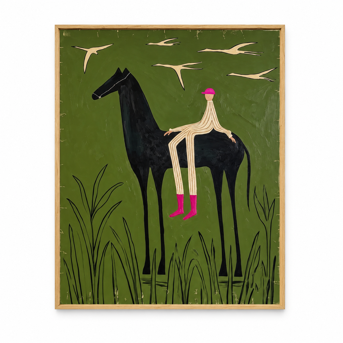 Silhouette Horse & Rider Meadow Wall Art