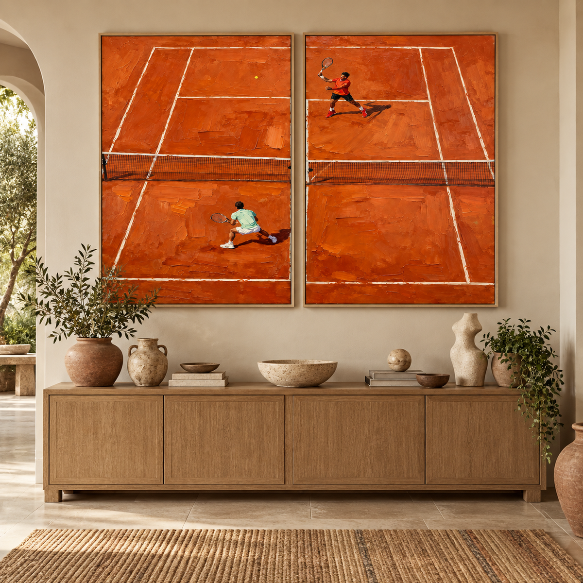 Contemporary Art | Clay Court Rally — Tennis Diptych
