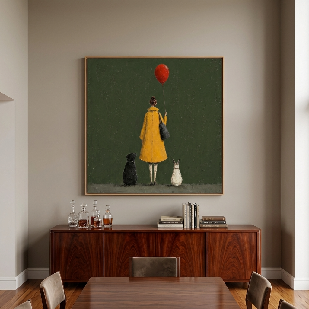 Contemporary Art | Red Balloon and Animal Friends