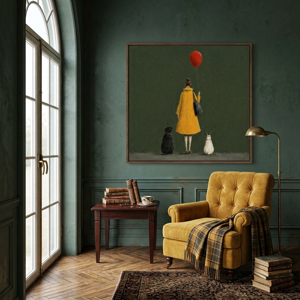 Contemporary Art | Red Balloon and Animal Friends